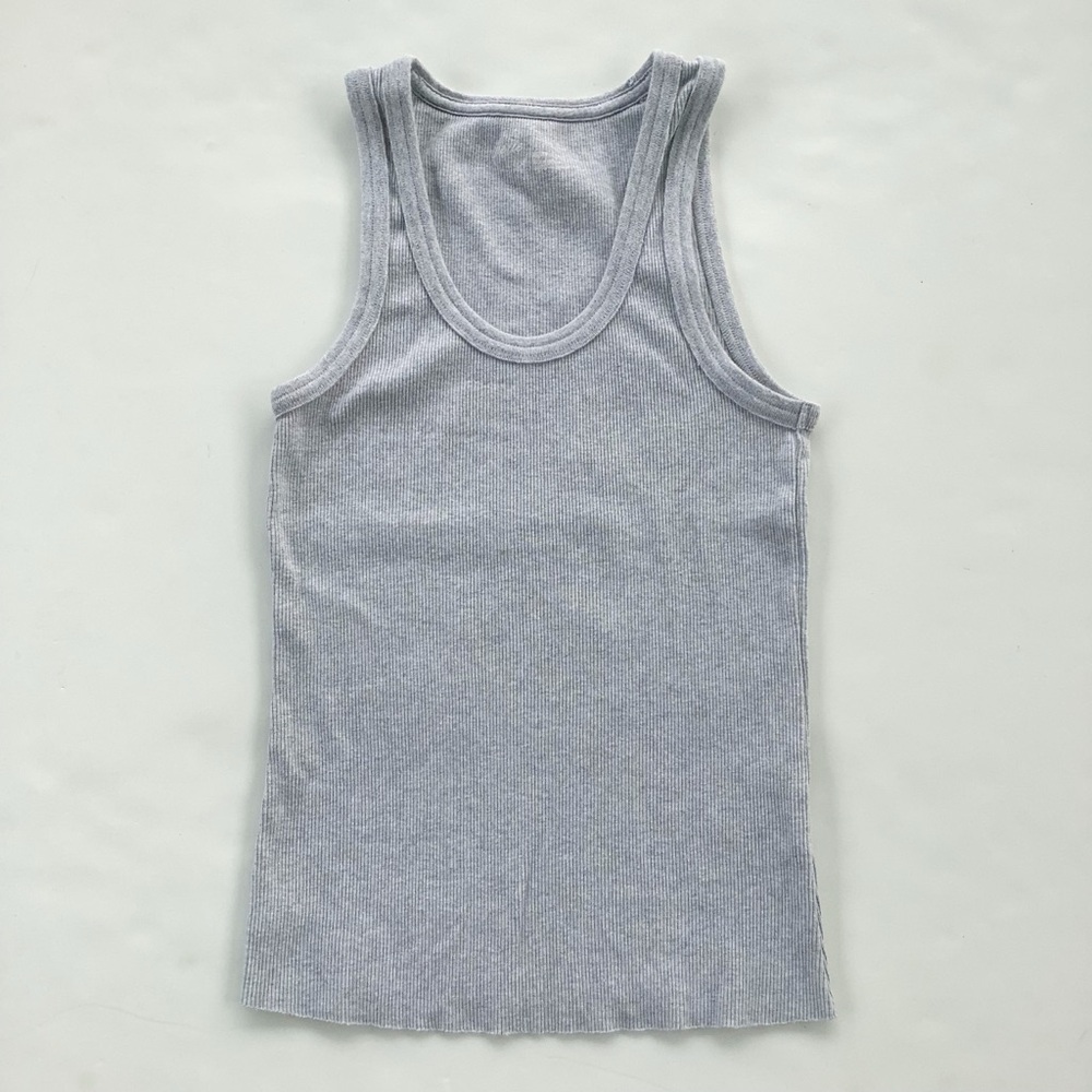 aerie Light Gray Ribbed Scoop Neck Tank